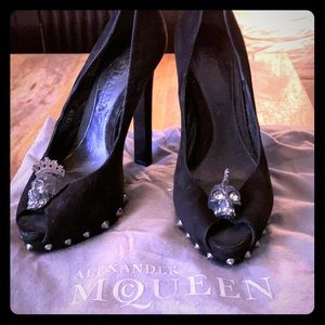 Alexander McQueen Skull Suede Heels size 36
